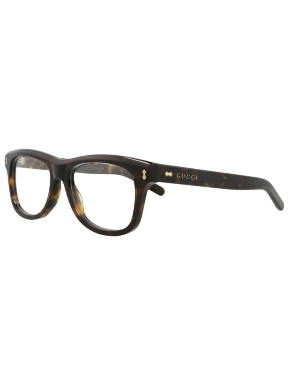 New Gucci Women's Eyeglasses Square Rectangle Recycled Acetate Frame Mens Havana